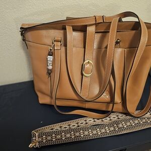 Patricia Nash Alanya Waxed Leather Tote in Hazelnut